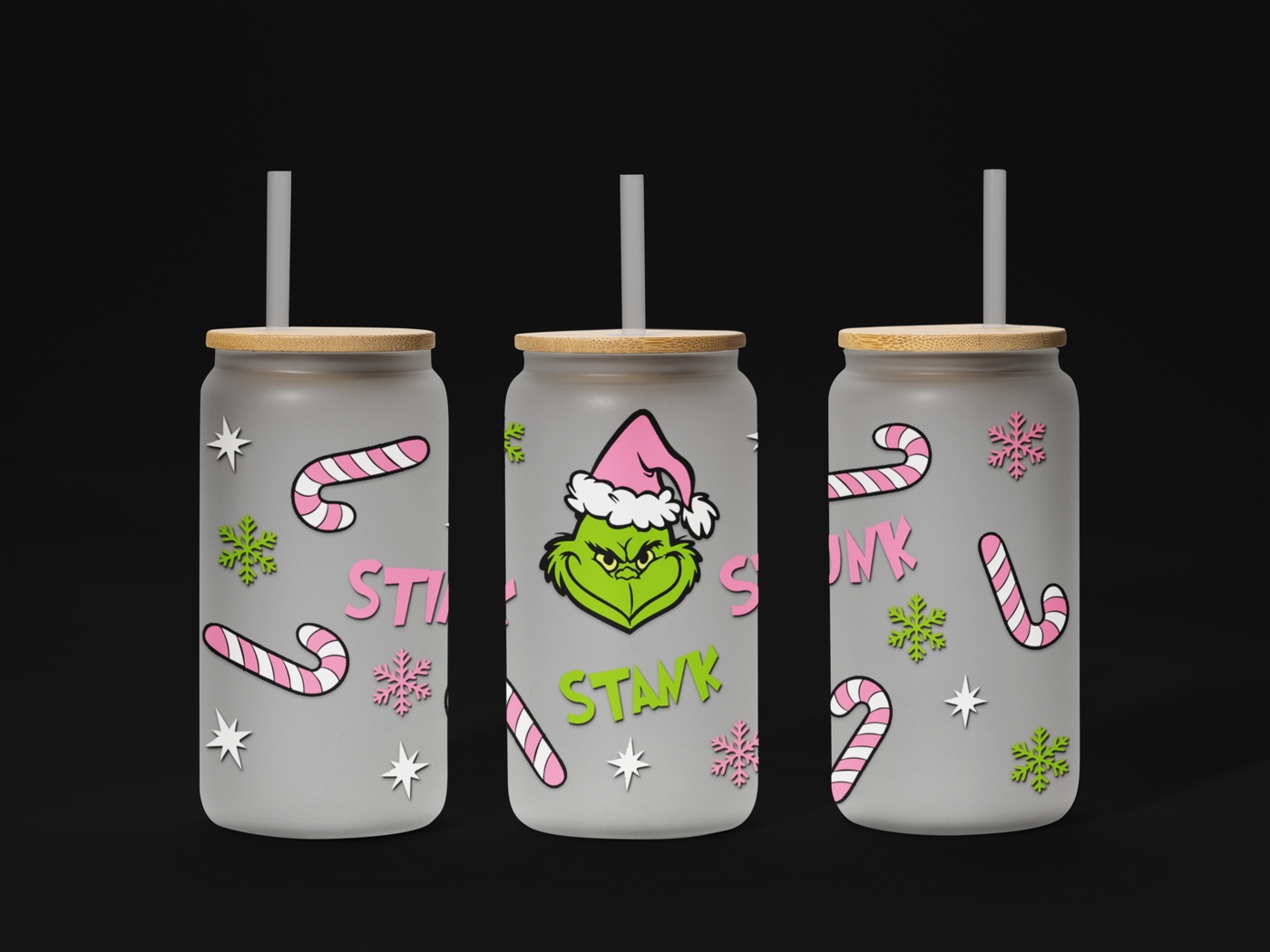 Christmas 16oz UV DTF Wrap – Festive Holiday Cup Wrap for Libbey Glass Cans