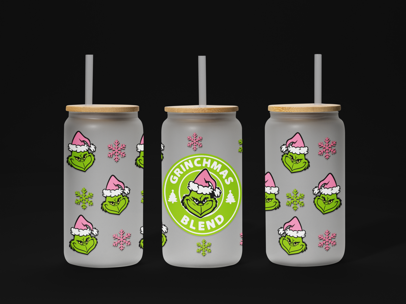 Christmas 16oz UV DTF Wrap – Festive Holiday Cup Wrap for Libbey Glass Cans