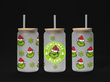 16oz UV Wrap, Christmas Green Monster Libbey Glass Can Wrap, Christmas Movie 16oz Libbey