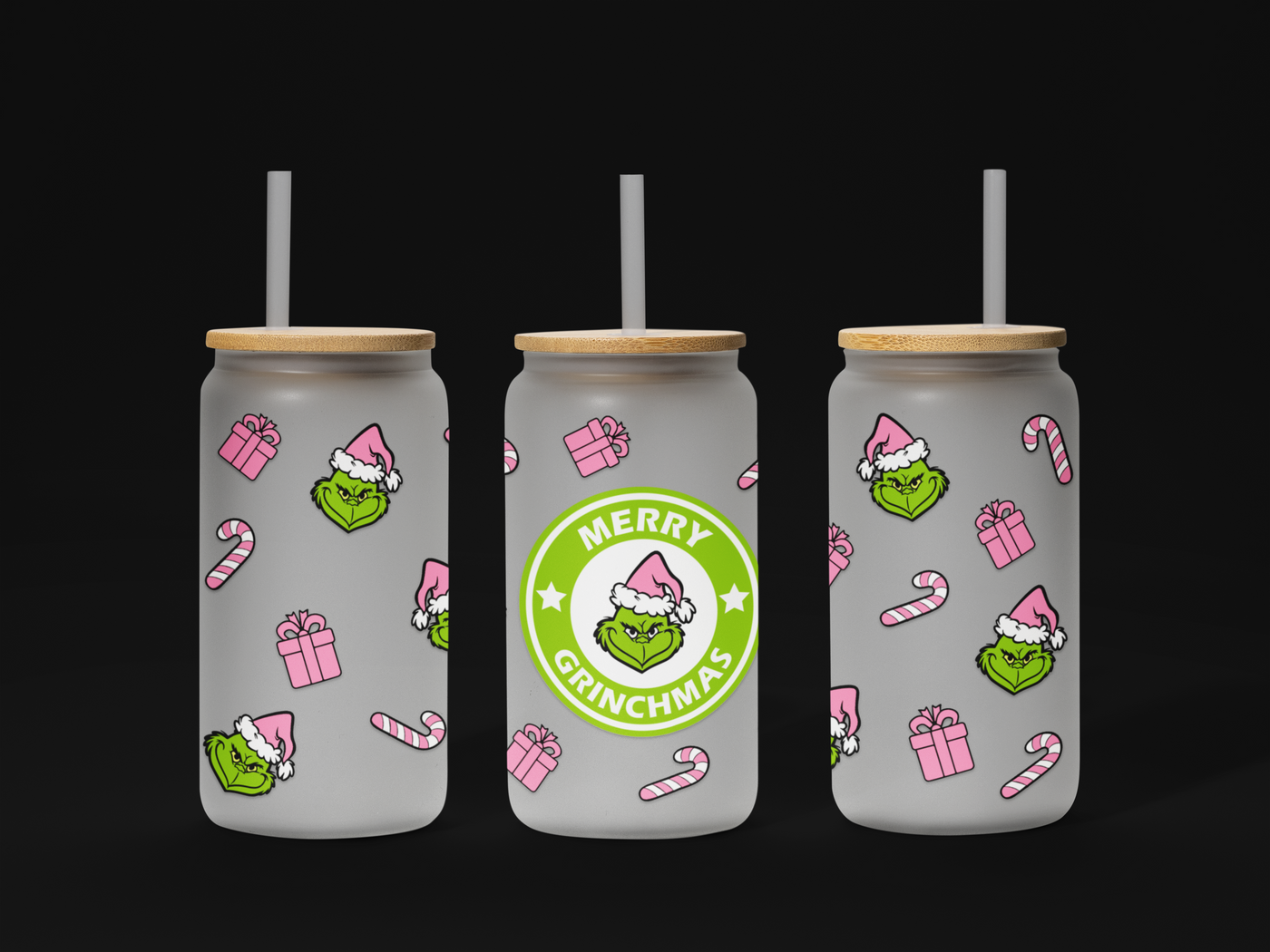 Merry Grinchmas 16oz UV DTF Wrap – Festive Holiday Cup Transfer, Ready to Apply
