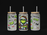 I'm Fine, Everything is Fine Christmas 16oz UV DTF  Glass Can Wrap, Funny Christmas Glass Wrap, Waiting for christmas