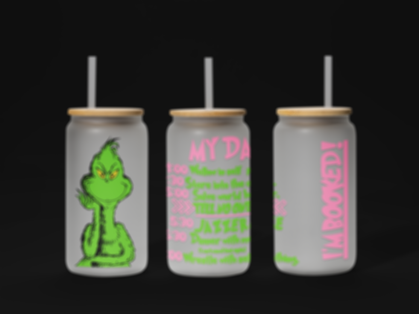 I'm Booked 16oz UV DTF Wrap – Waterproof, Ready to Apply Bookish Glass Cup Design