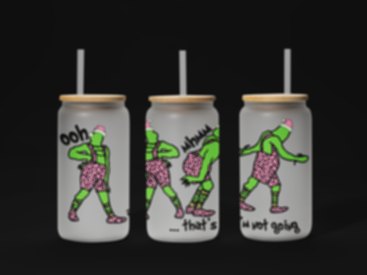 I'm Not Going 16oz UV DTF Wrap – Grumpy Holiday Cup Wrap, Waterproof & Ready to Apply