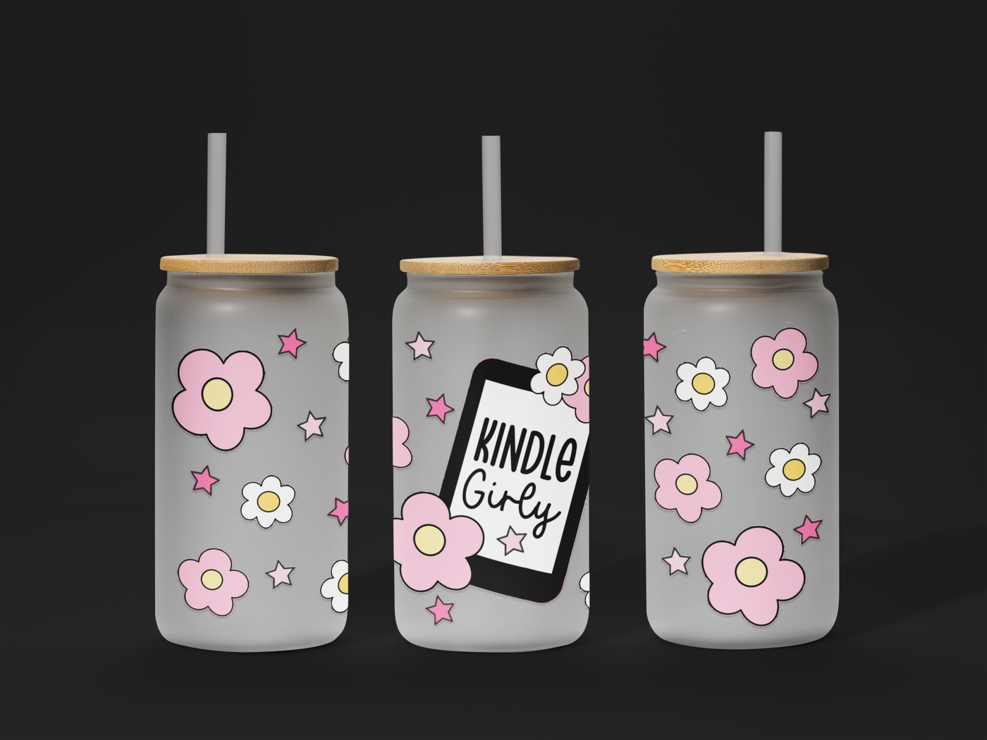 📚 Reading Girl UV DTF Wrap – Waterproof & Ready to Apply for 16oz Glass Cups! ☕️