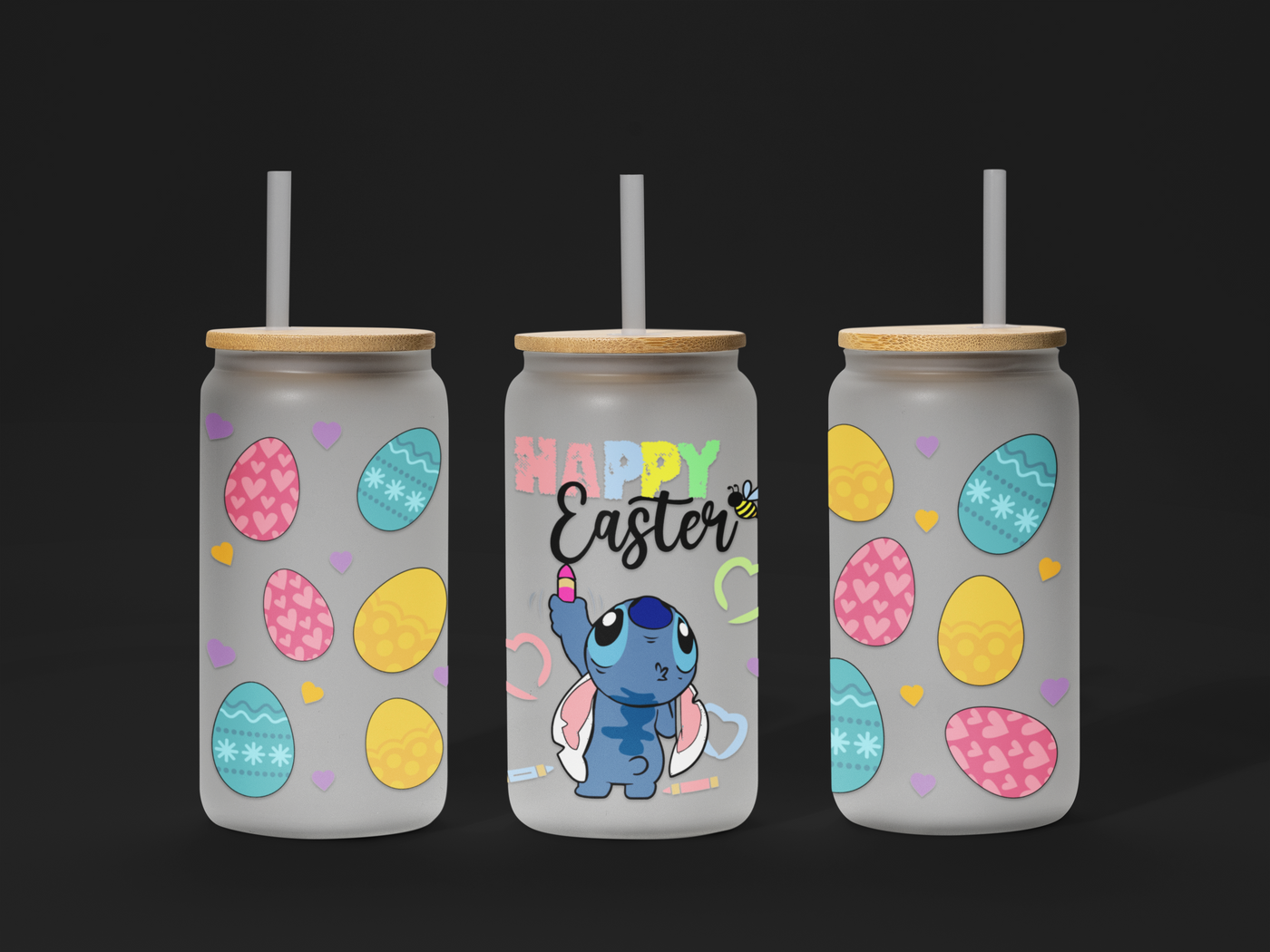 🐣 Easter UV DTF Wrap – Waterproof & Ready to Apply for 16oz Glass Cups! 🌸