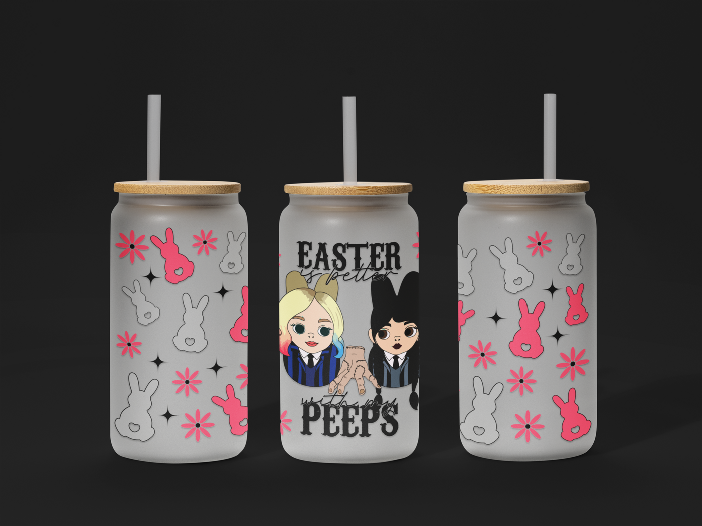 🐣 Easter UV DTF Wrap – Waterproof & Ready to Apply for 16oz Glass Cups! 🌸