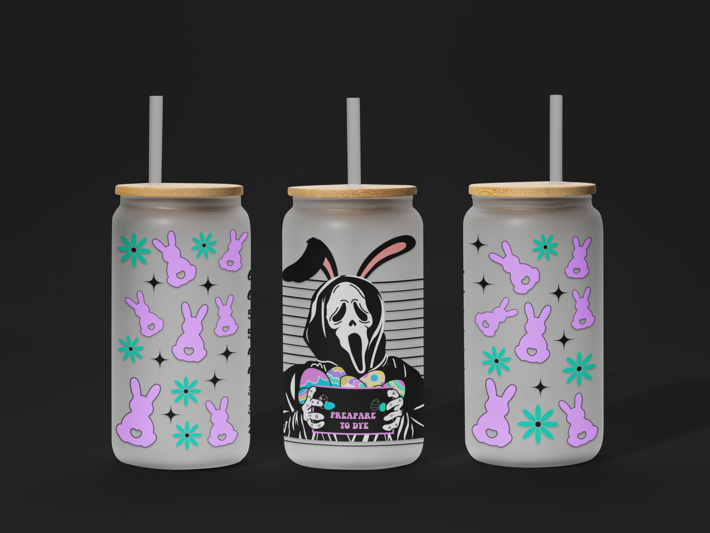 🐣 Easter UV DTF Wrap – Waterproof & Ready to Apply for 16oz Glass Cups! 🌸
