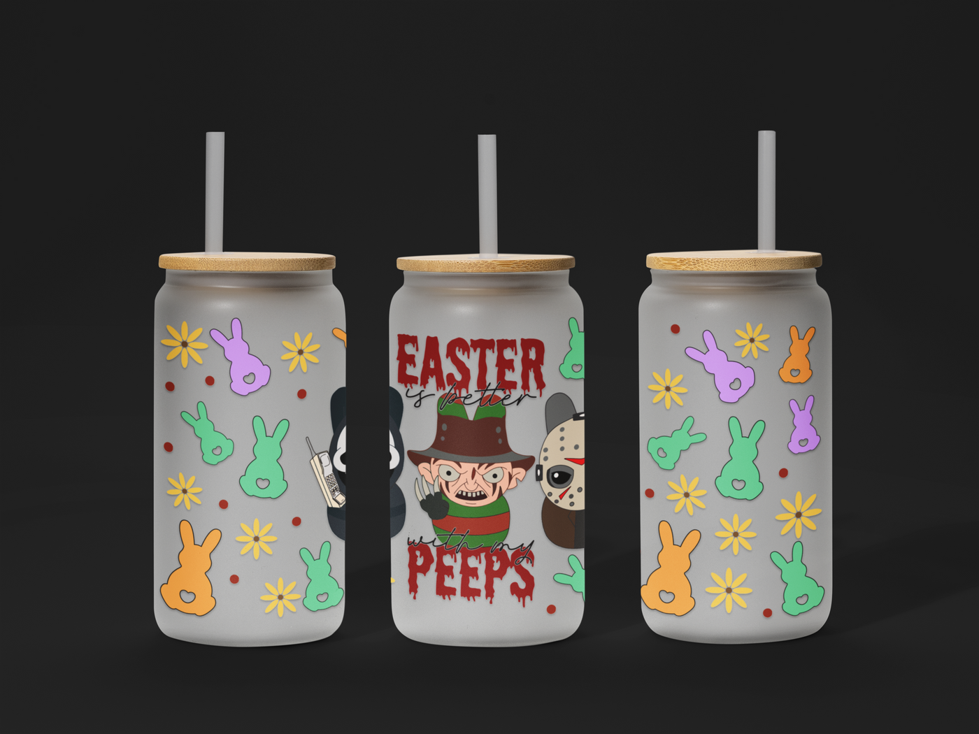 🐣 Easter UV DTF Wrap – Waterproof & Ready to Apply for 16oz Glass Cups! 🌸