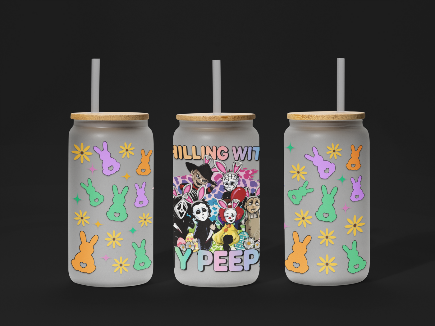 🐣 Easter UV DTF Wrap – Waterproof & Ready to Apply for 16oz Glass Cups! 🌸