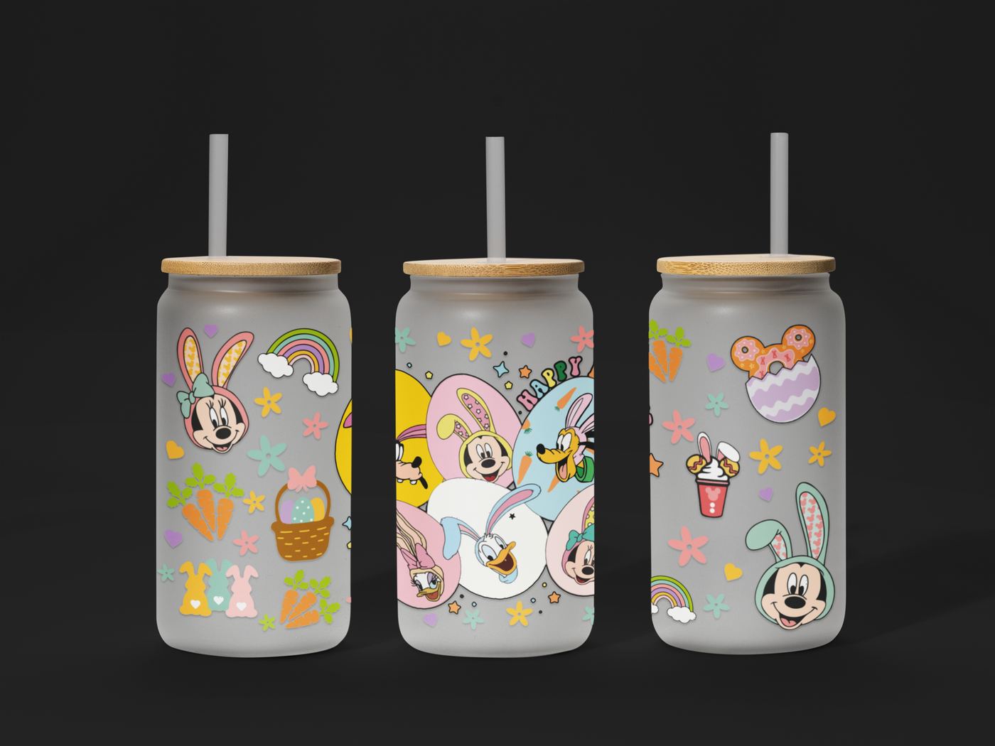 🐣 Easter UV DTF Wrap – Waterproof & Ready to Apply for 16oz Glass Cups! 🌸