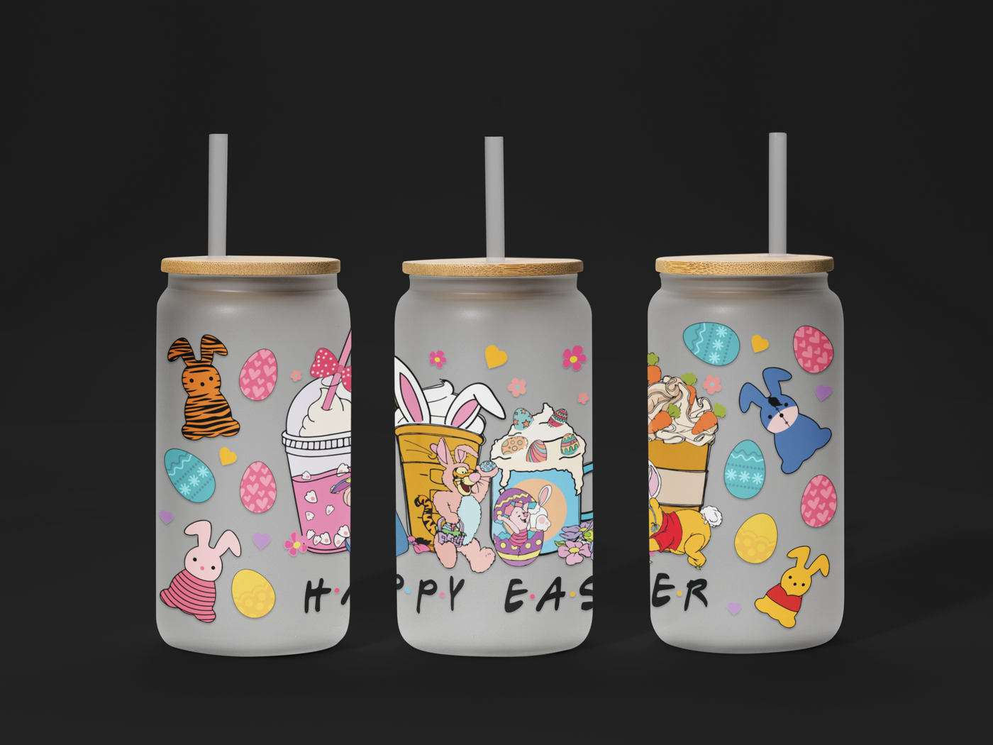 🐣 Easter UV DTF Wrap – Waterproof & Ready to Apply for 16oz Glass Cups! 🌸