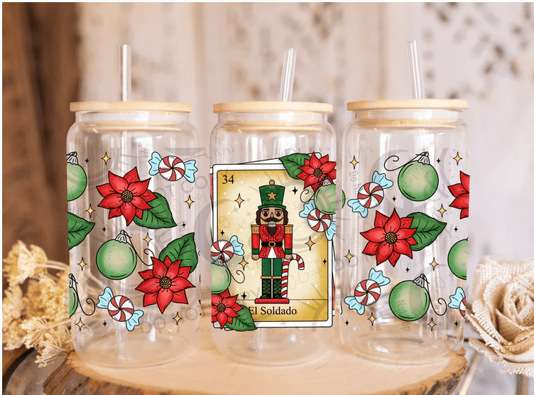 El Soldado Nutcracker 16oz UV DTF Wrap – Celebrate the Holiday Spirit! 🎄🎁 - KT SUBLIMATION, DTF AND MORE LLC