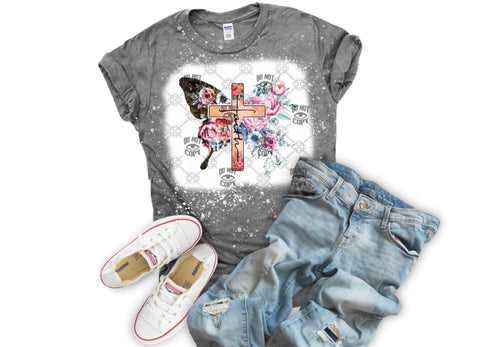 Faith Cross and butterfly DTF ready to press transfer - KT SUBLIMATION, DTF AND MORE LLC