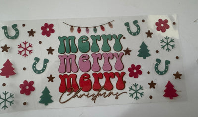 Festive Merry Christmas UV Wrap – 16oz Libbey Glass Can Transfer - KT SUBLIMATION, DTF AND MORE LLC