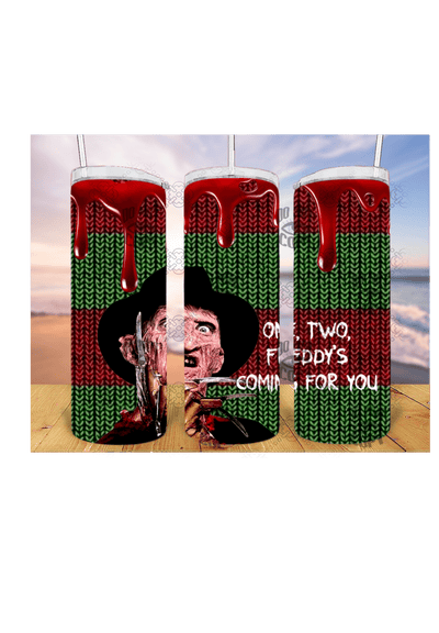 Freddy krueger 3D 20oz Tumbler Sublimation Print - KT SUBLIMATION, DTF AND MORE LLC