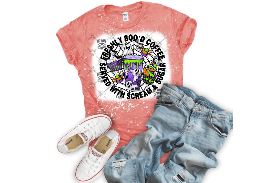 Freshly Boo’d Coffee DTF halloween ready to press transfer - KT SUBLIMATION, DTF AND MORE LLC