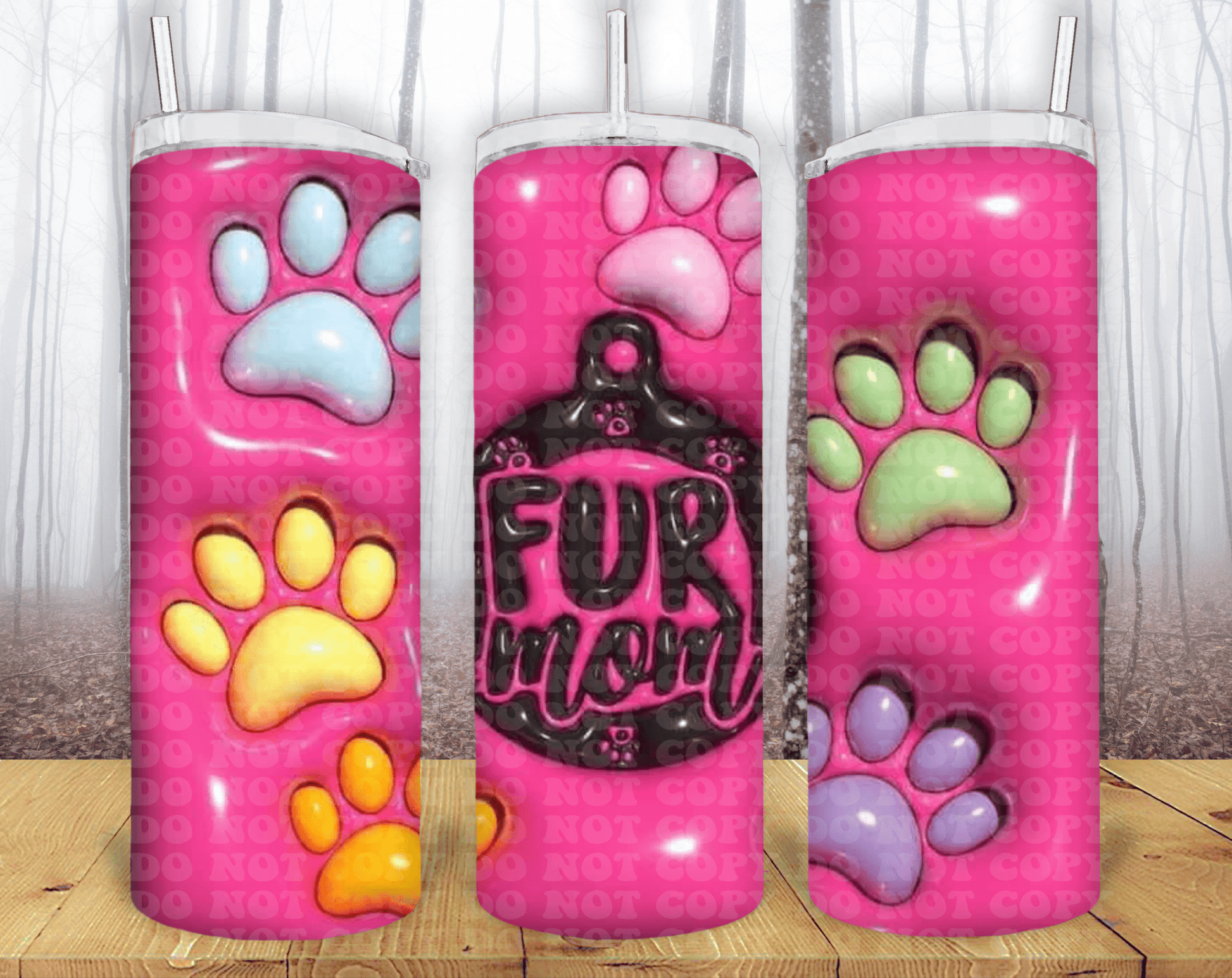 Fur Mom 3D 20oz Tumbler Sublimation Print - KT SUBLIMATION, DTF AND MORE LLC