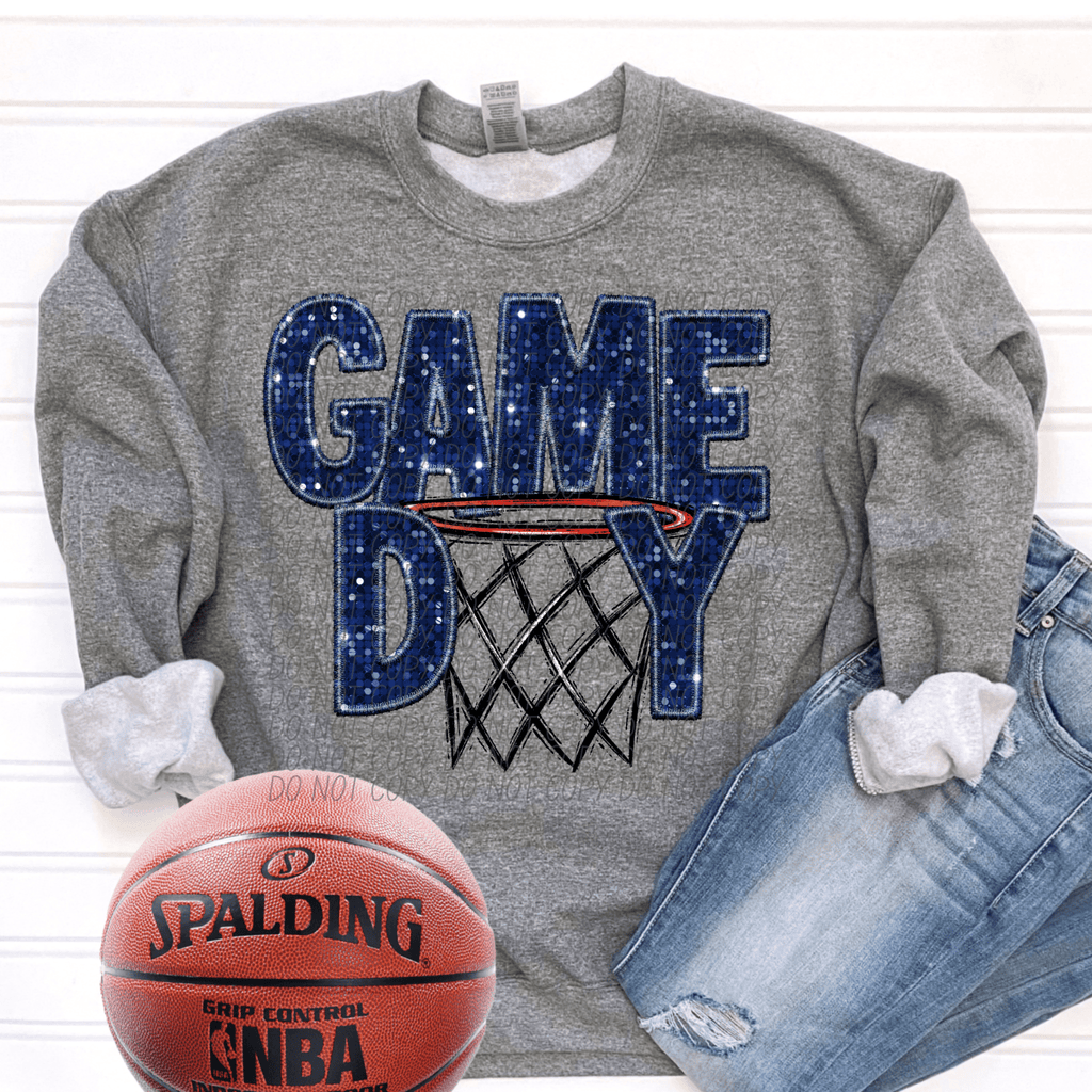 Game Day Blue Glitter DTF - KT SUBLIMATION, DTF AND MORE LLC