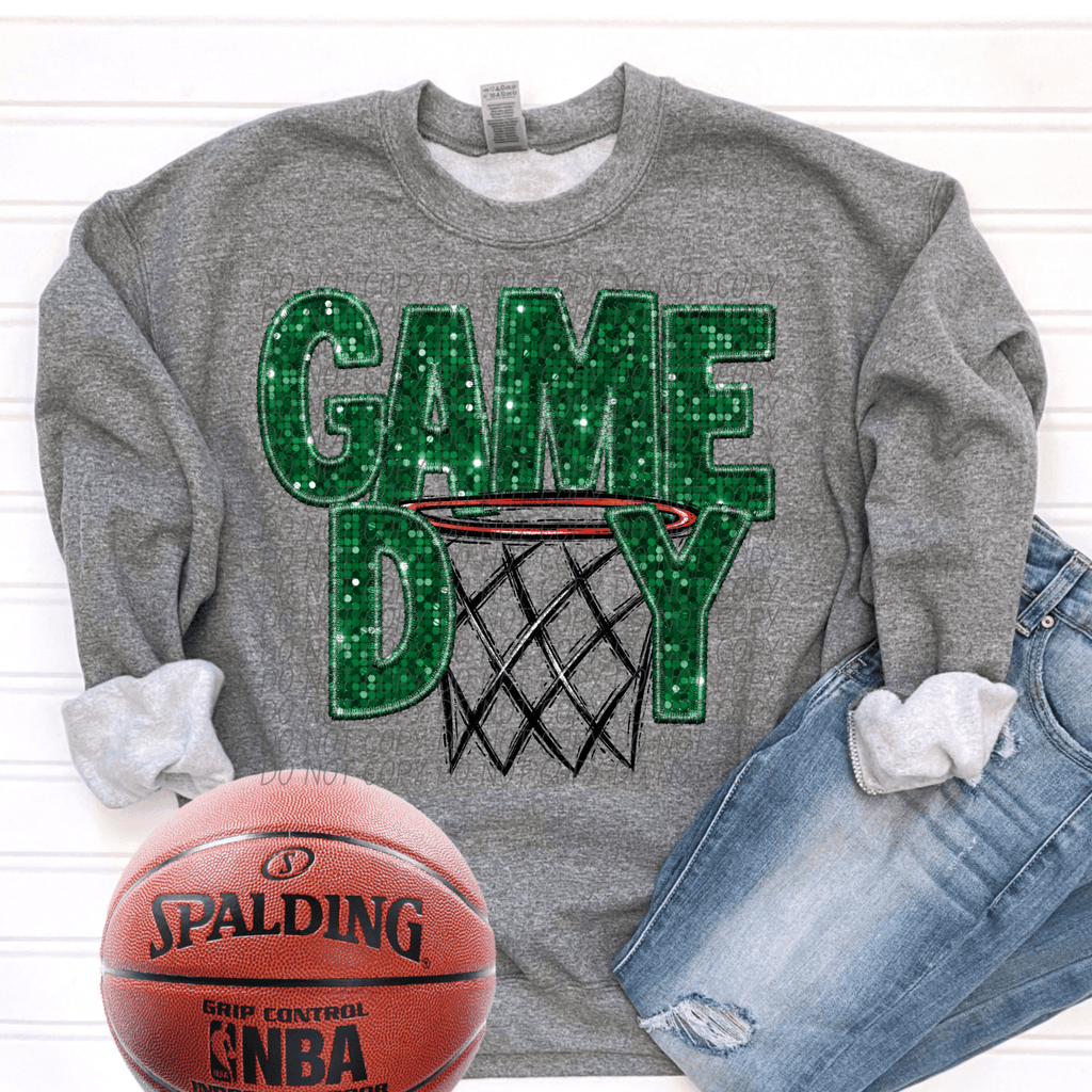 Game Day Green Basketball DTF Custom Team Spirit - KT SUBLIMATION, DTF AND MORE LLC