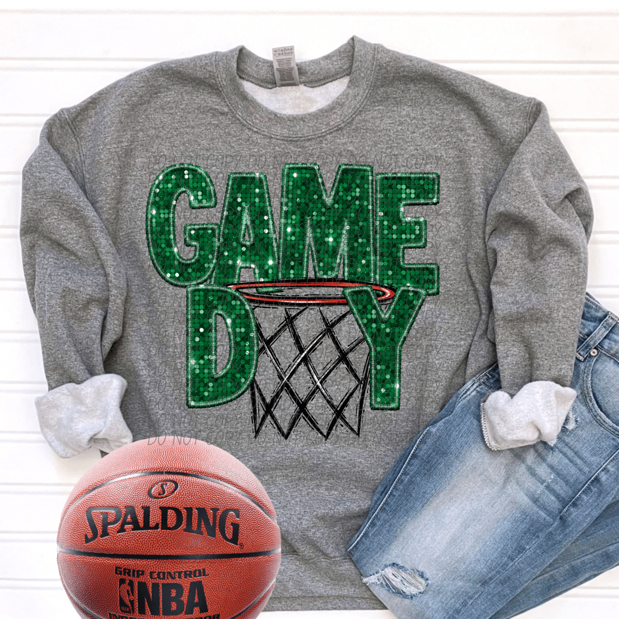 Game Day Green Basketball DTF Custom Team Spirit - KT SUBLIMATION, DTF AND MORE LLC