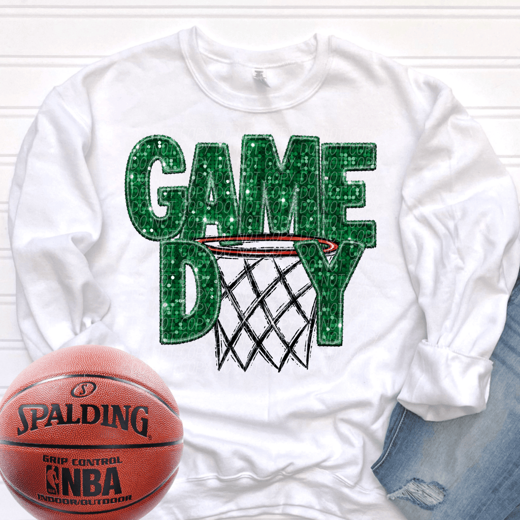Game Day Green Basketball DTF Custom Team Spirit - KT SUBLIMATION, DTF AND MORE LLC