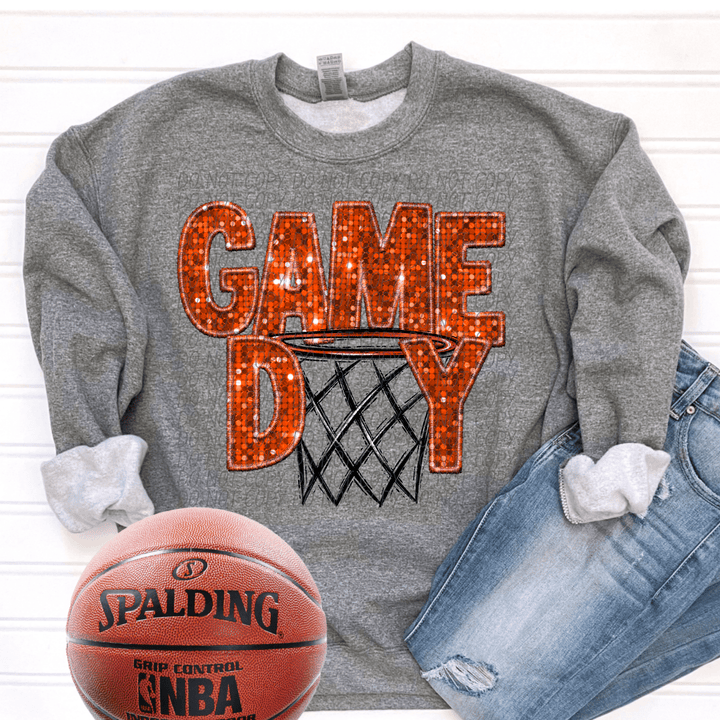 Game Day Orange Basketball DTF - KT SUBLIMATION, DTF AND MORE LLC