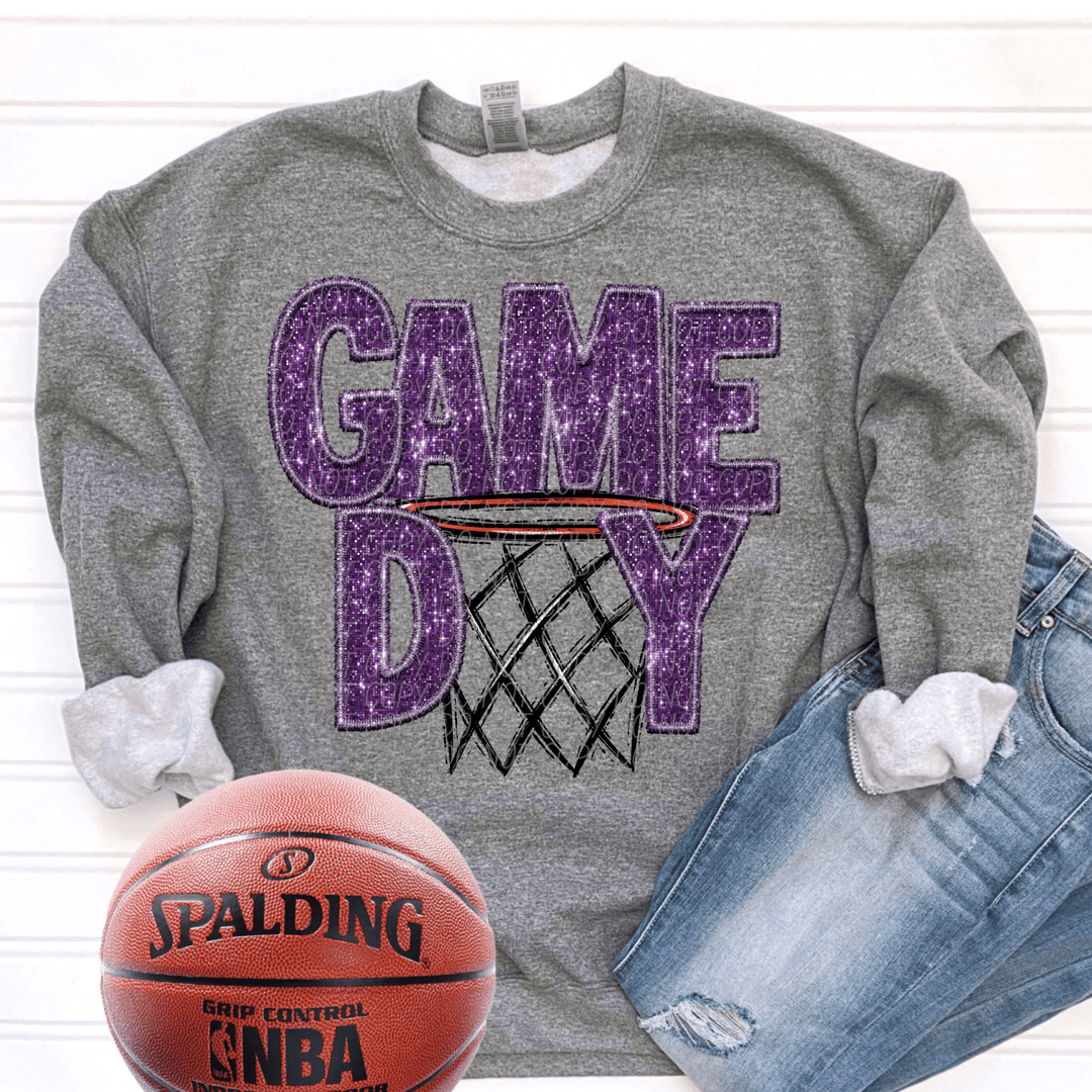 Game Day Purple Basketball DTF - KT SUBLIMATION, DTF AND MORE LLC