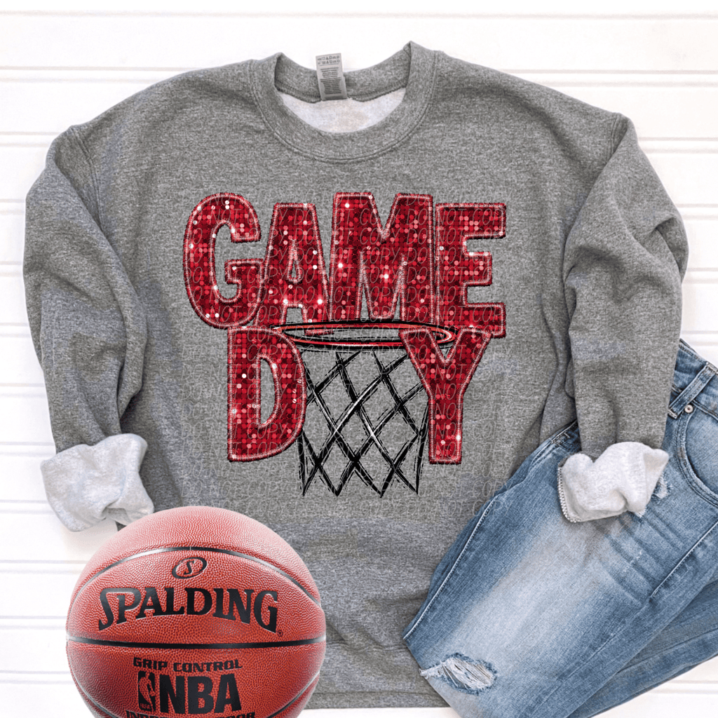 Game Day Red Basketball DTF - Custom Team Spirit Designs - KT SUBLIMATION, DTF AND MORE LLC