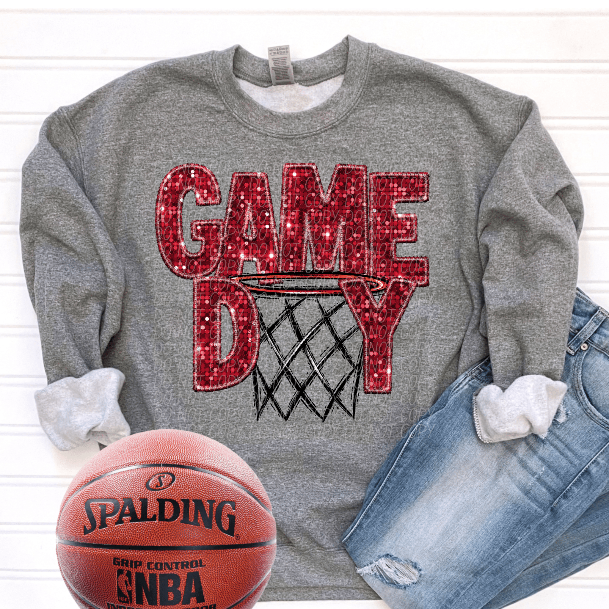 Game Day Red Basketball DTF - Custom Team Spirit Designs - KT SUBLIMATION, DTF AND MORE LLC