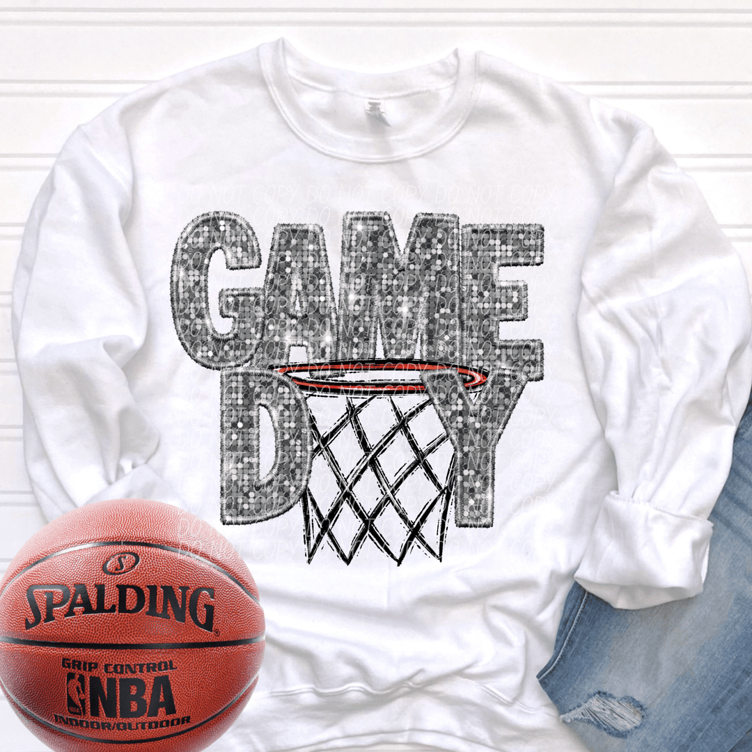 Game Day Silver Basketball DTF - KT SUBLIMATION, DTF AND MORE LLC