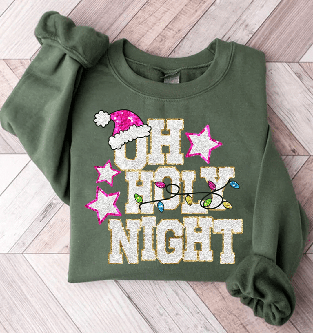 Glitter Oh Holy Night DTF - KT SUBLIMATION, DTF AND MORE LLC