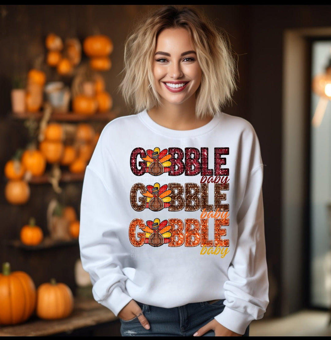 Gobble Gobble DTF Transfer – Cute & Funny Thanksgiving Ready - to - Press Design - KT SUBLIMATION, DTF AND MORE LLC