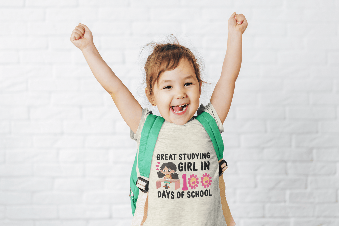 Great studying girl in 100 days of school DTF - KT SUBLIMATION, DTF AND MORE LLC