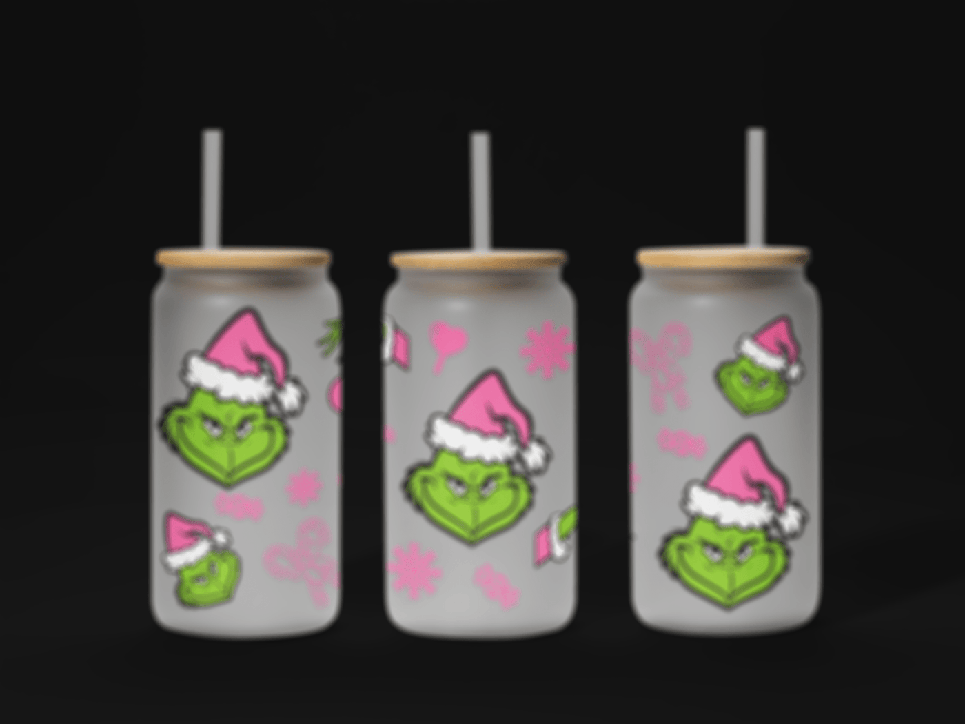 Grinch 16oz UV DTF Wrap – Waterproof & Ready to Apply for Christmas Glass Cups - KT SUBLIMATION, DTF AND MORE LLC