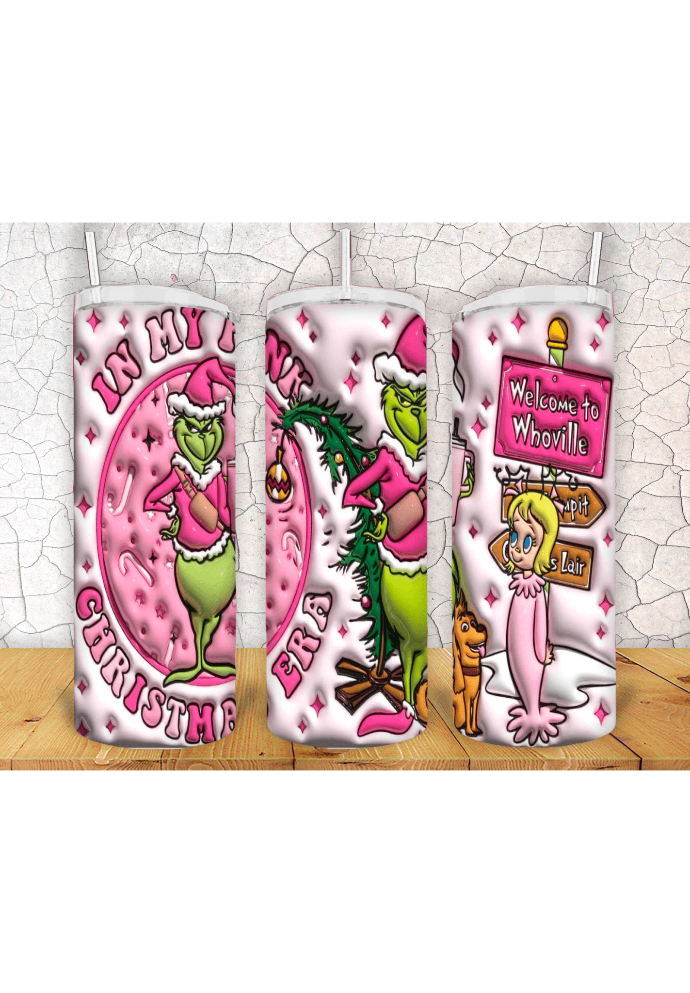 Grinch 3D 20oz Tumbler Sublimation Print - KT SUBLIMATION, DTF AND MORE LLC