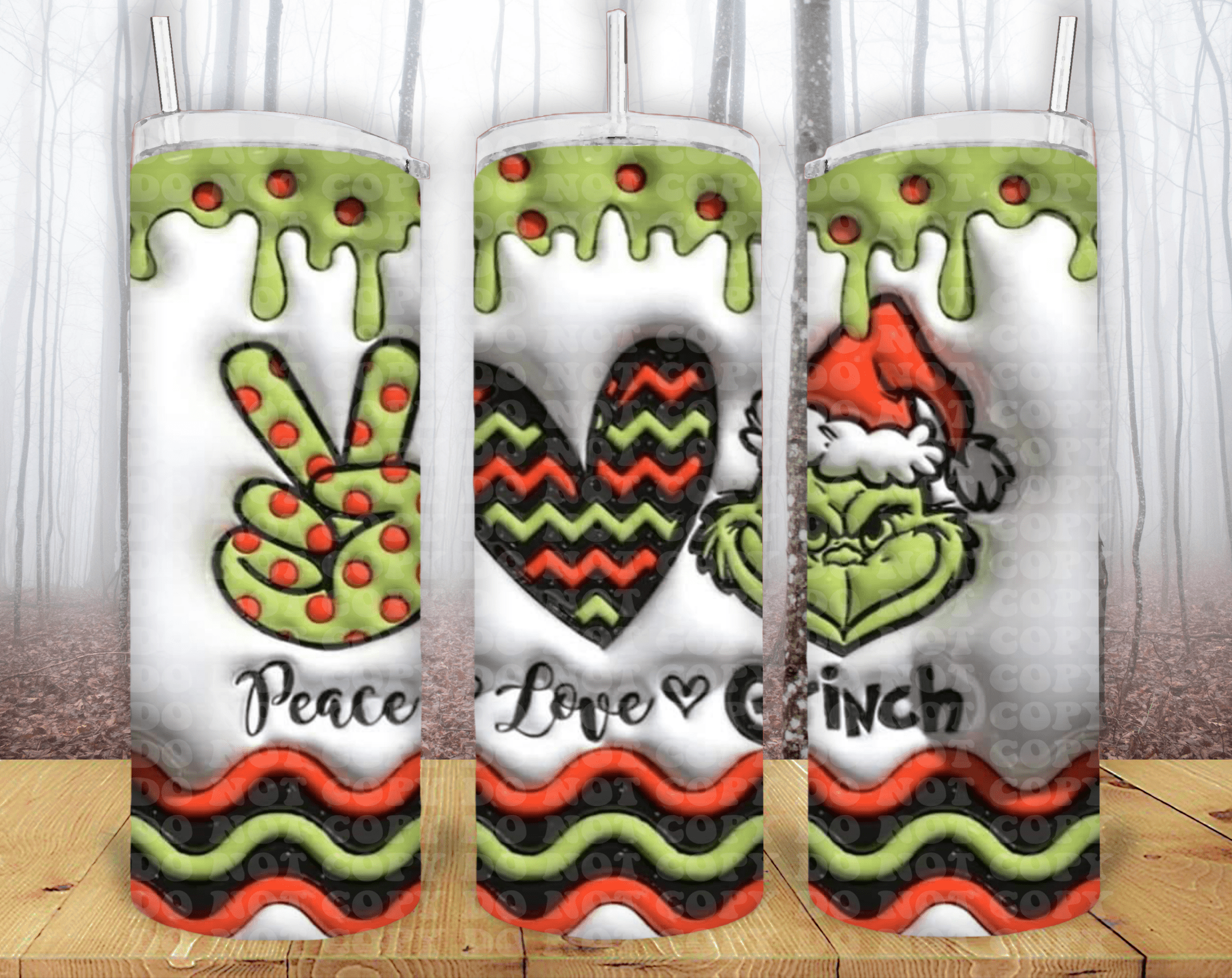 Grinch 3D 20oz Tumbler Sublimation Print - KT SUBLIMATION, DTF AND MORE LLC