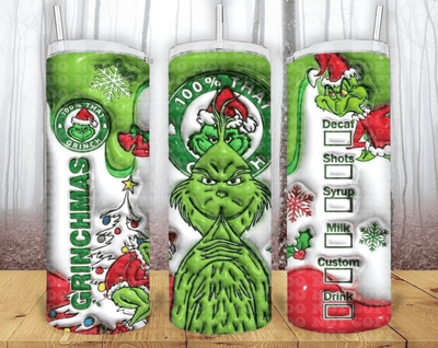 Grinch 3D 20oz Tumbler Sublimation Print - KT SUBLIMATION, DTF AND MORE LLC
