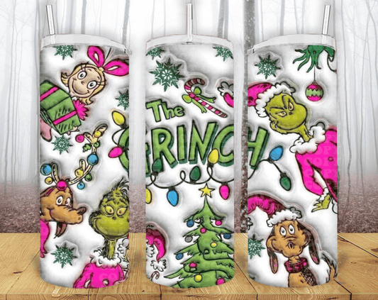 Grinch 3D 20oz Tumbler Sublimation Print - KT SUBLIMATION, DTF AND MORE LLC
