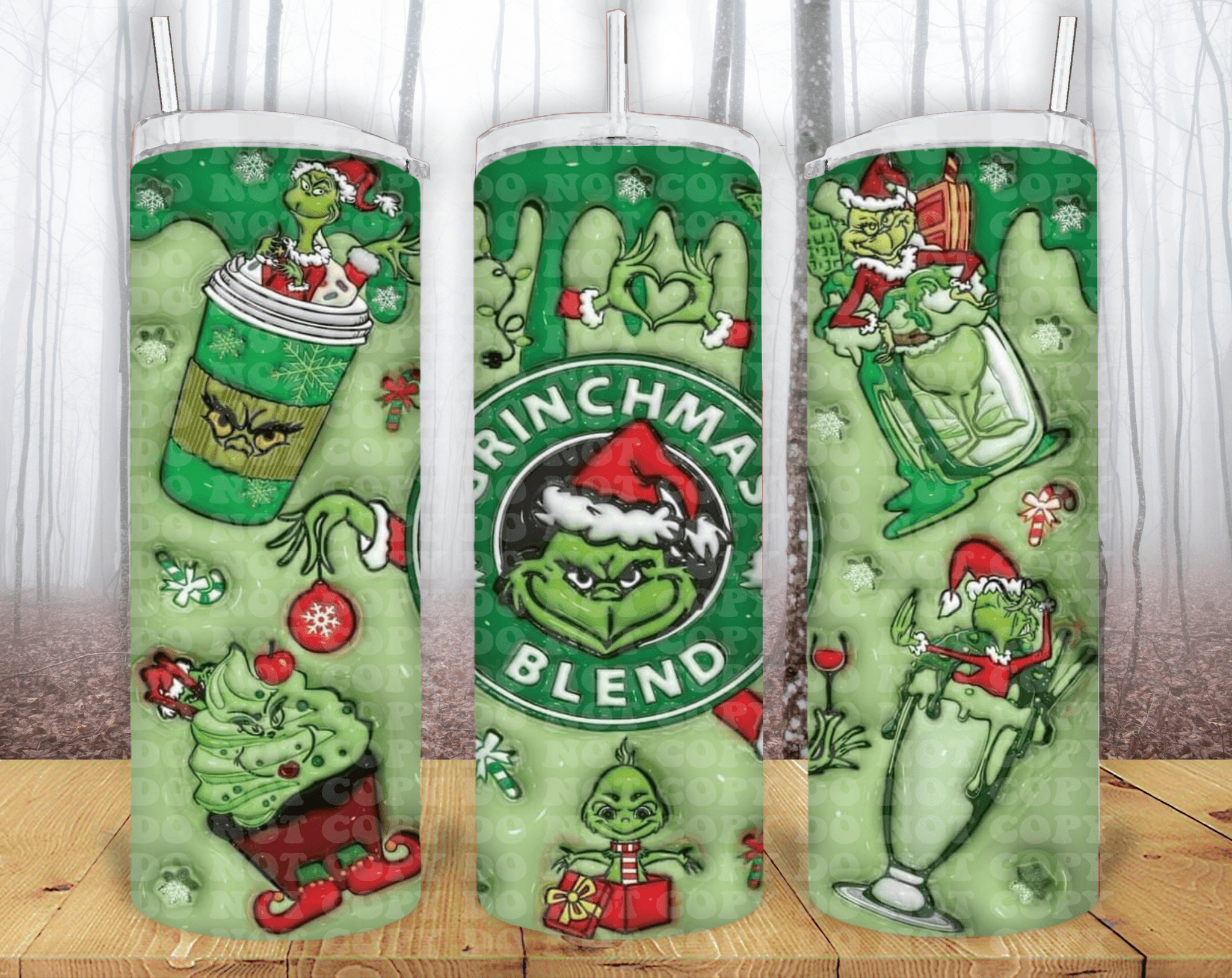 Grinch 3D 20oz Tumbler Sublimation Print - KT SUBLIMATION, DTF AND MORE LLC