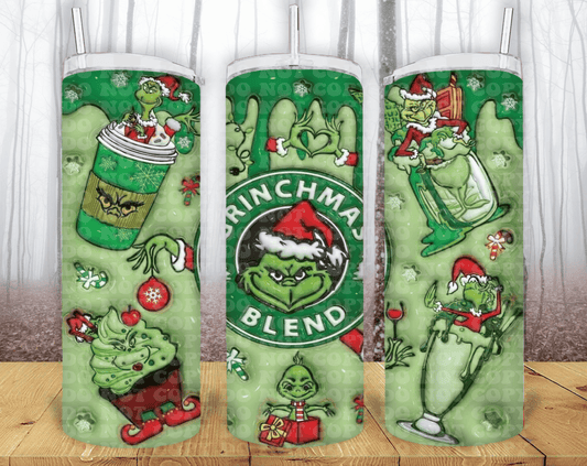 Grinch 3D 20oz Tumbler Sublimation Print - KT SUBLIMATION, DTF AND MORE LLC