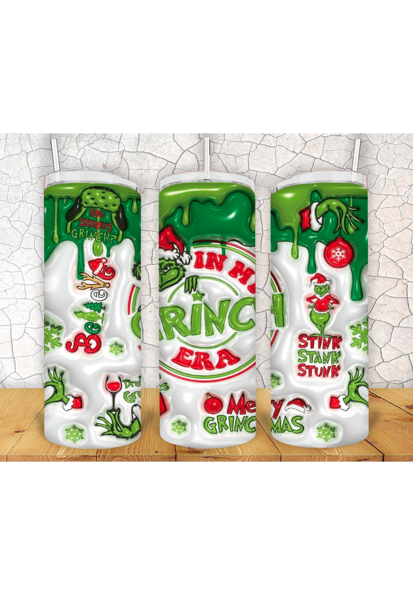 Grinch 3D 20oz Tumbler Sublimation Print - KT SUBLIMATION, DTF AND MORE LLC