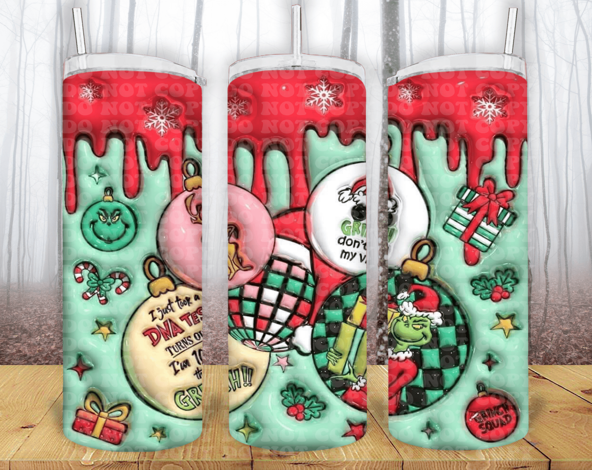 Grinch 3D 20oz Tumbler Sublimation Print - KT SUBLIMATION, DTF AND MORE LLC