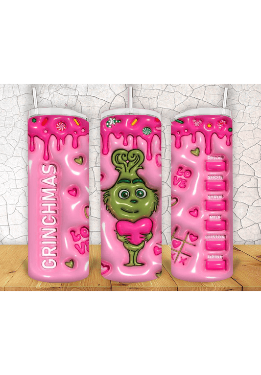 Grinch 3D 20oz Tumbler Sublimation Print - KT SUBLIMATION, DTF AND MORE LLC