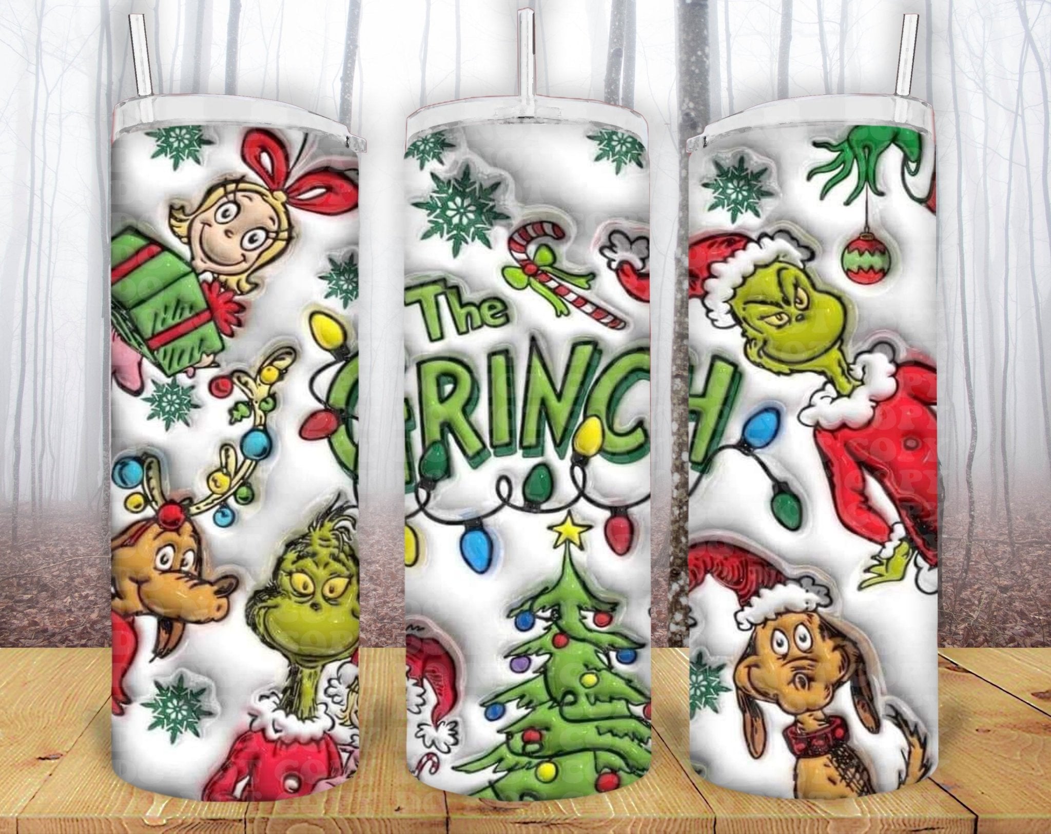 Grinch 3D 20oz Tumbler Sublimation Print - KT SUBLIMATION, DTF AND MORE LLC