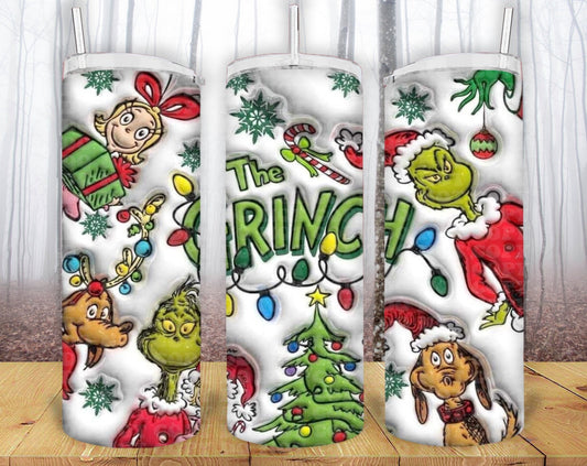 Grinch 3D 20oz Tumbler Sublimation Print - KT SUBLIMATION, DTF AND MORE LLC