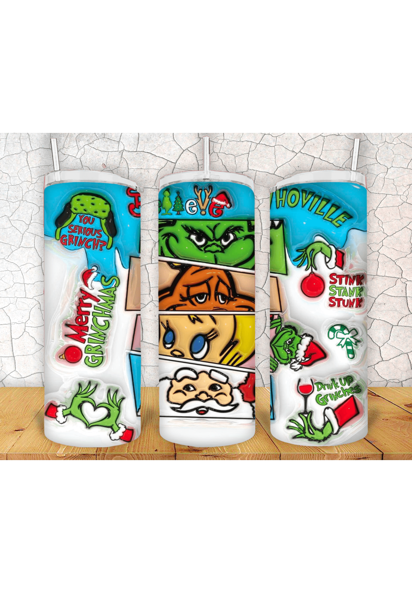 Grinch 3D 20oz Tumbler Sublimation Print - KT SUBLIMATION, DTF AND MORE LLC