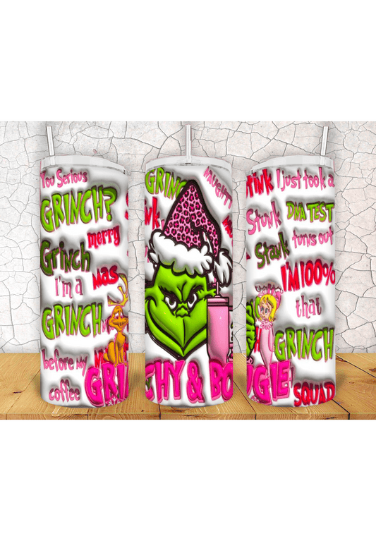 Grinch 3D 20oz Tumbler Sublimation Print - KT SUBLIMATION, DTF AND MORE LLC