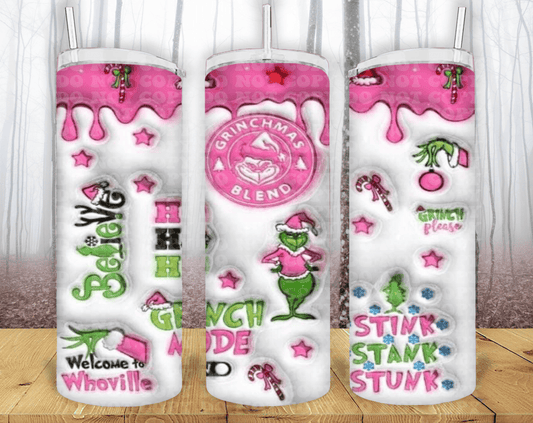 Grinch 3D 20oz Tumbler Sublimation Print - KT SUBLIMATION, DTF AND MORE LLC