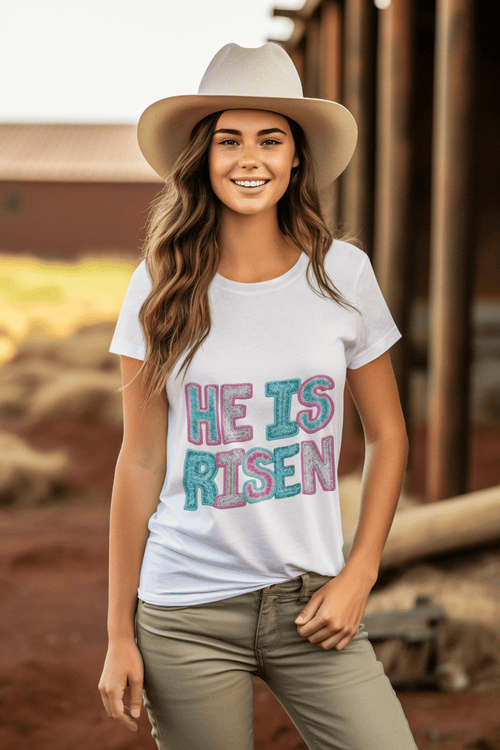 He Is Risen DTF Transfer – Faith - Inspired Design for Custom Easter & Religious Apparel - KT SUBLIMATION, DTF AND MORE LLC