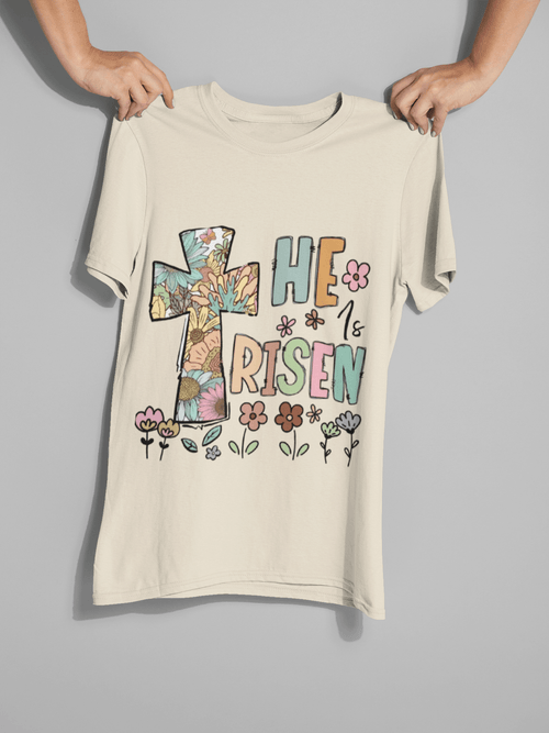 He is Risen DTF Transfer – Ready to Press Christian Easter Design - KT SUBLIMATION, DTF AND MORE LLC